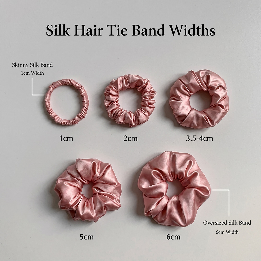Silk hair tie band width size comparison chart