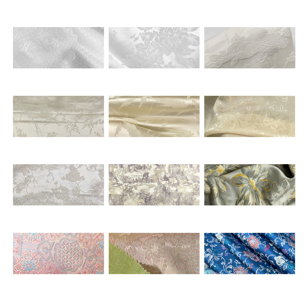 Custom jacquard silk pattern and color swatches