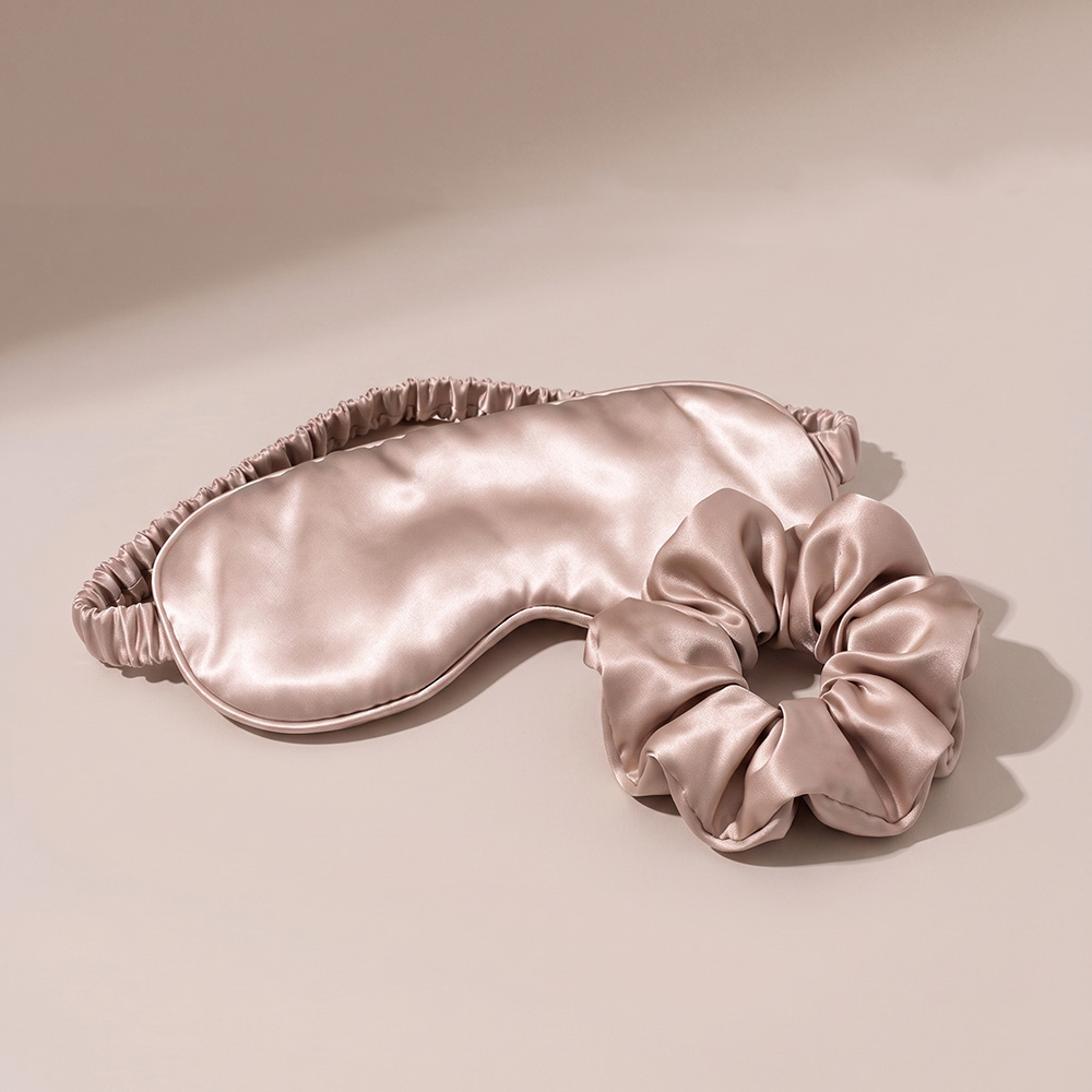 Pure mulberry silk eye mask with matching hair scrunchie